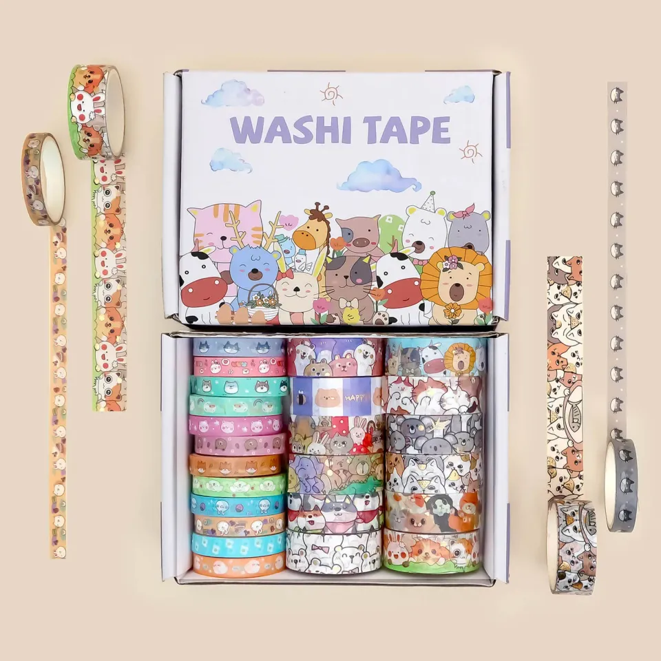 Ieebee Cat & Dog Washi Tape Set 24 Rollen Kawaii