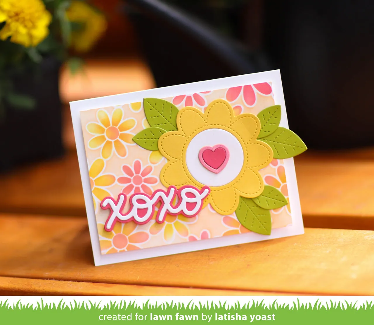 Lawn Fawn Daisy Bloom Background Stencils Schablonen 3-teilig