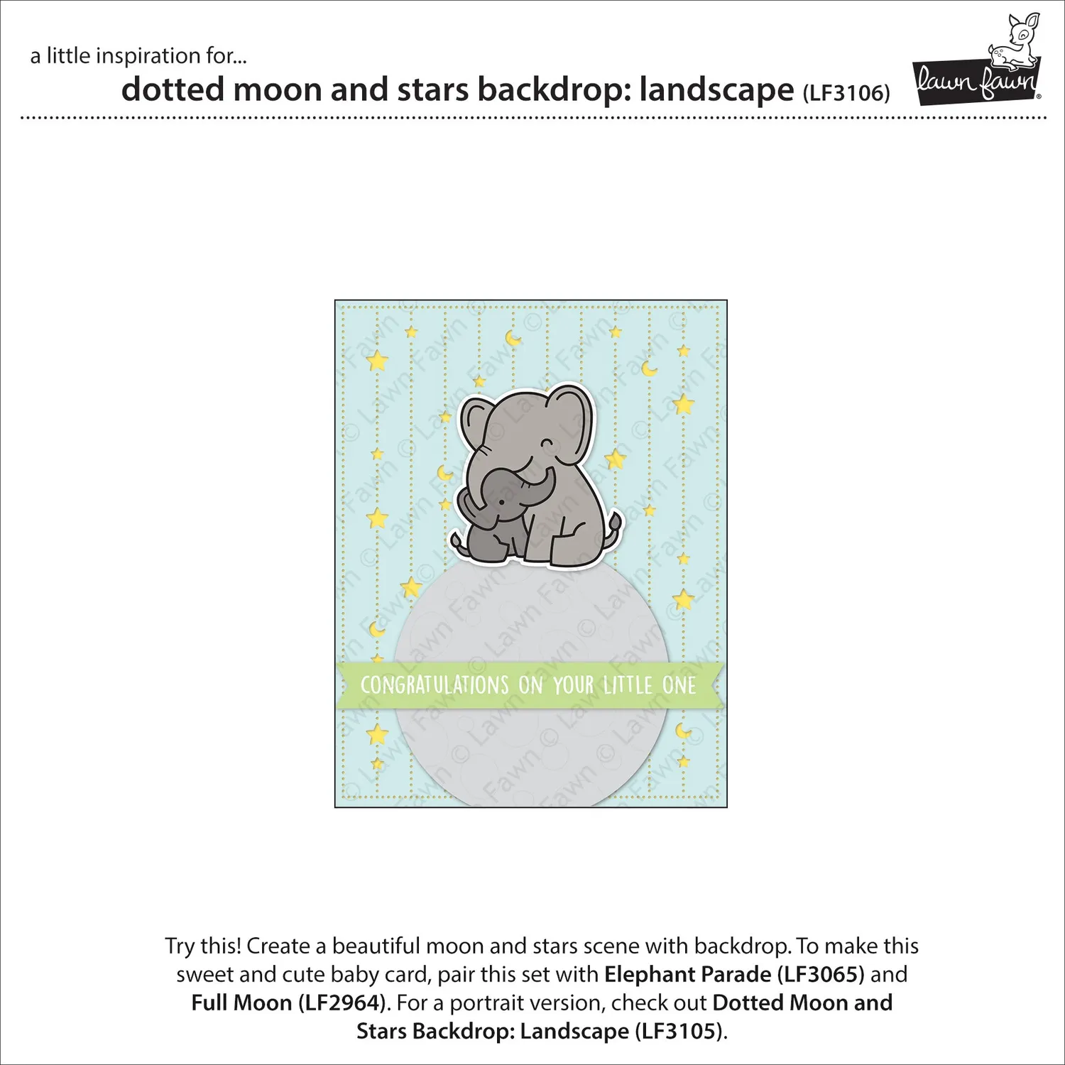 Lawn Fawn Lawn Cuts Dotted Moon and Stars Backdrop Portrait Stanze