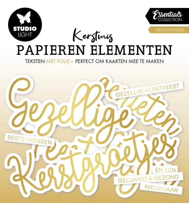 StudioLight Essentials Golden Kerstwensen Papierelemente Gold
