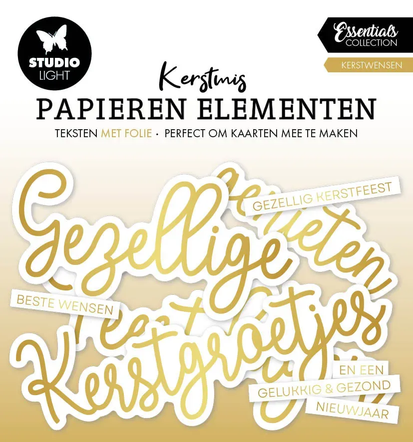 StudioLight Essentials Golden Kerstwensen Papierelemente Gold