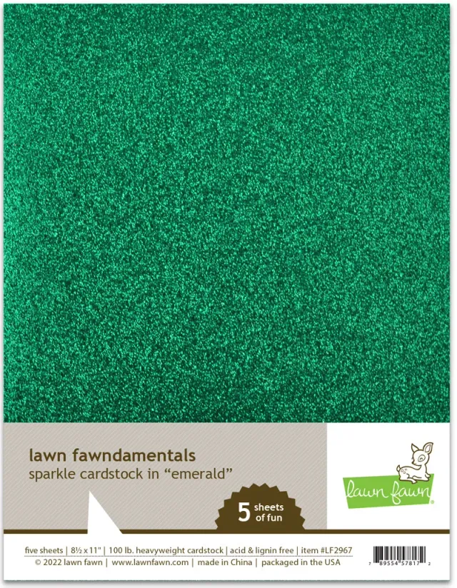 Lawn Fawn Sparkle Emerald Cardstock Glitzer grün 5 Bogen