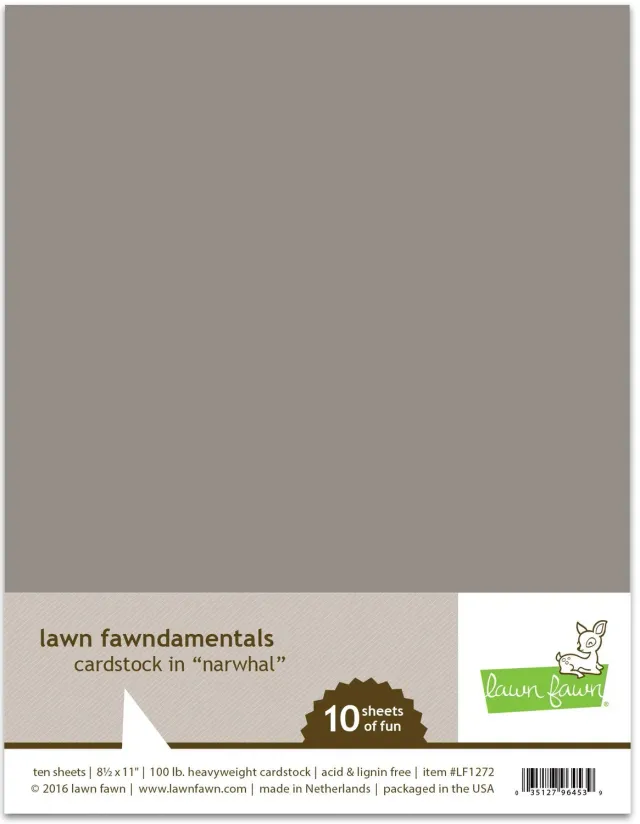 Lawn Fawn Narwhal LF1272 Cardstock 10 Bogen Grau