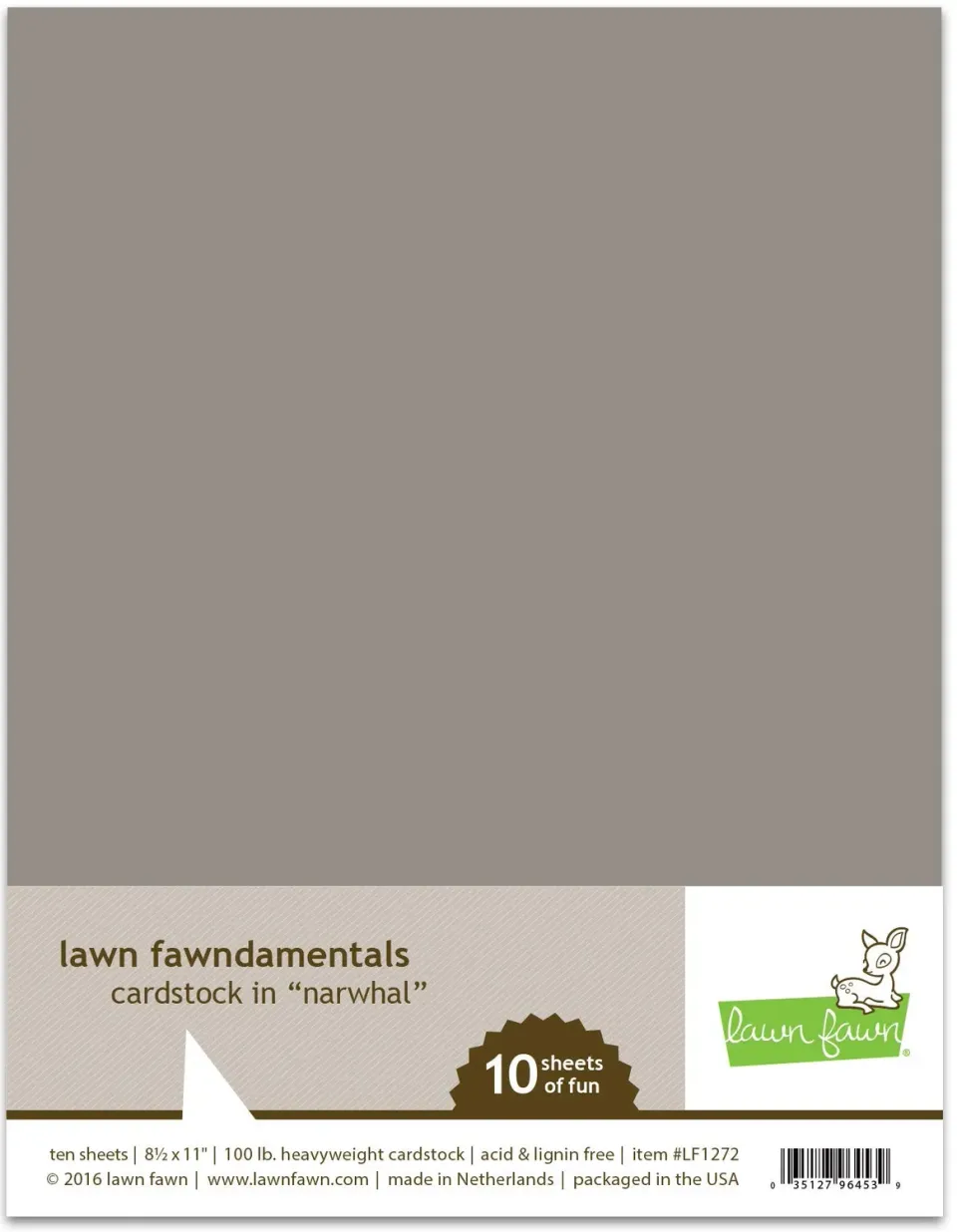 Lawn Fawn Narwhal LF1272 Cardstock 10 Bogen Grau