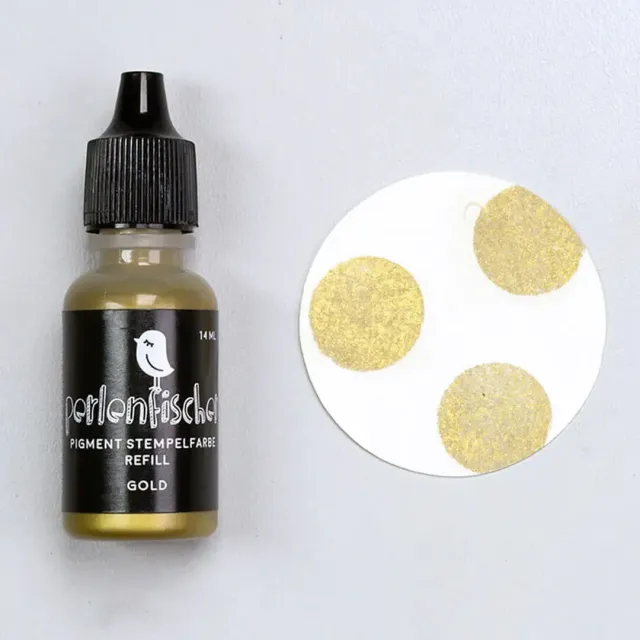 Perlenfischer Pigment Stempelfarbe Refill Gold 14 ml