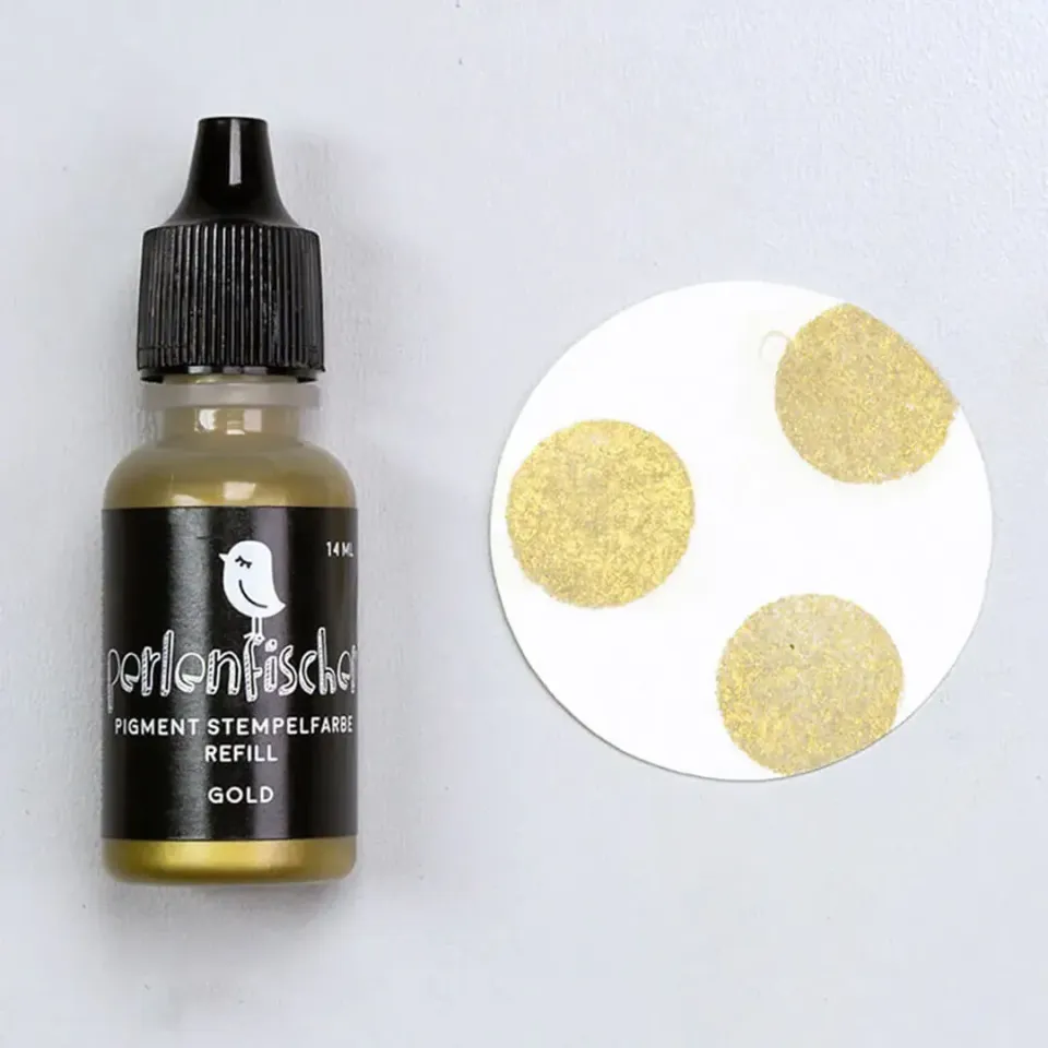 Perlenfischer Pigment Stempelfarbe Refill Gold 14 ml