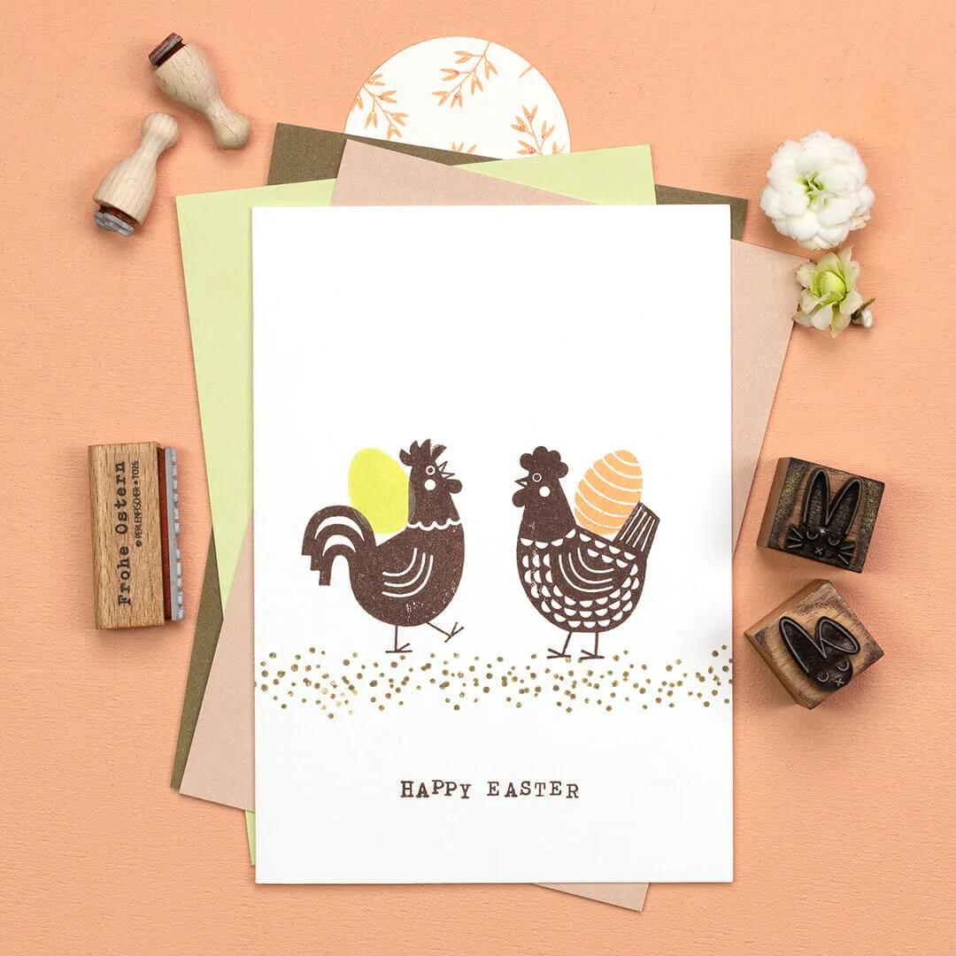 Perlenfischer Hahn Stempel 47 x 36 mm für Ostern