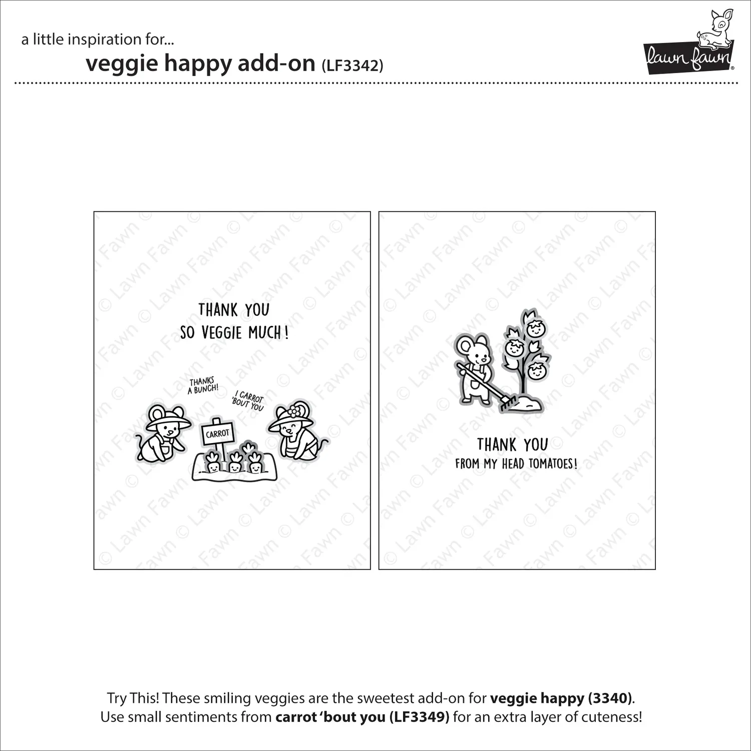 Lawn Fawn Veggie Happy Add-On Stempelset Gemüse
