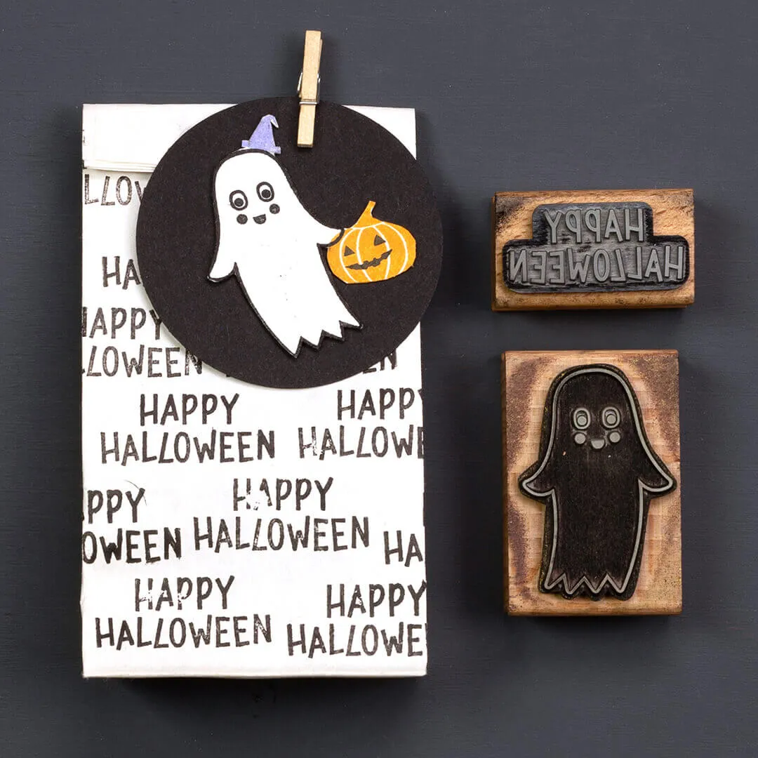 Perlenfischer Happy Halloween Stempel Schriftzug