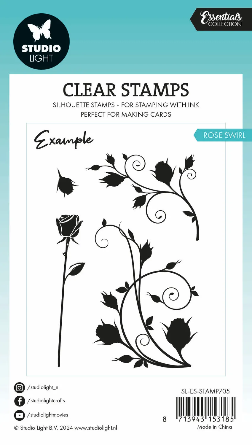 StudioLight Essentials Clear Stamp Rose swirl Motiv 62x93mm