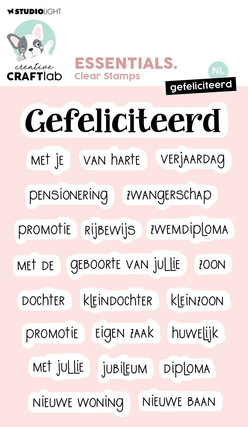 Creative Craftlab Essentials Clear Stempel Gefeliciteerd Glückwunsch