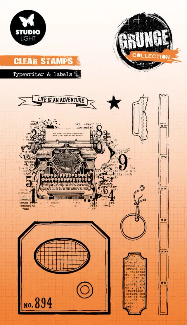 Studio Light Grunge Clear Stempel Typewriter & Labels 93x136 mm