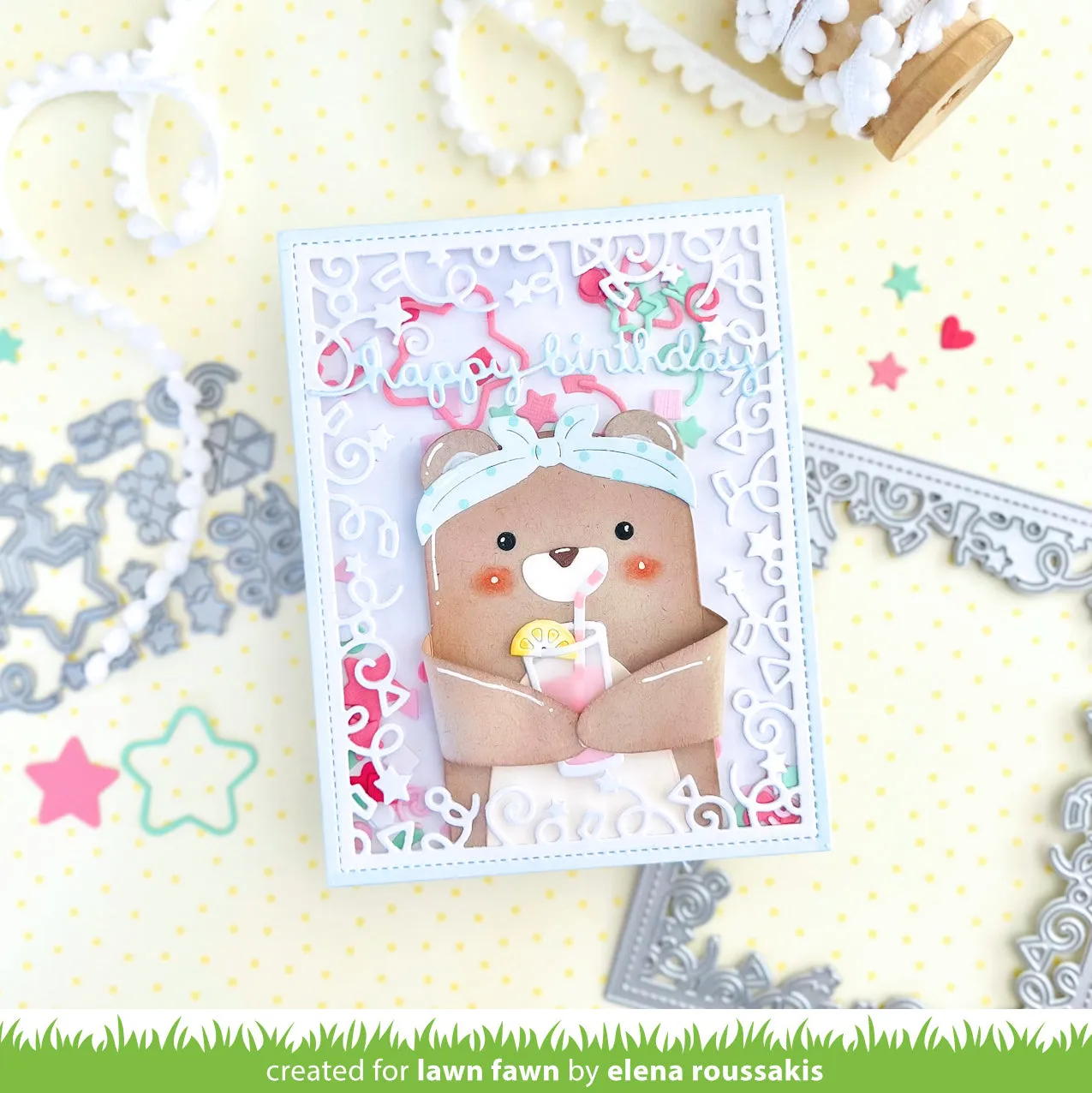 Lawn Fawn Lawn Cuts Let's Celebrate Backdrop Stanze Konfetti