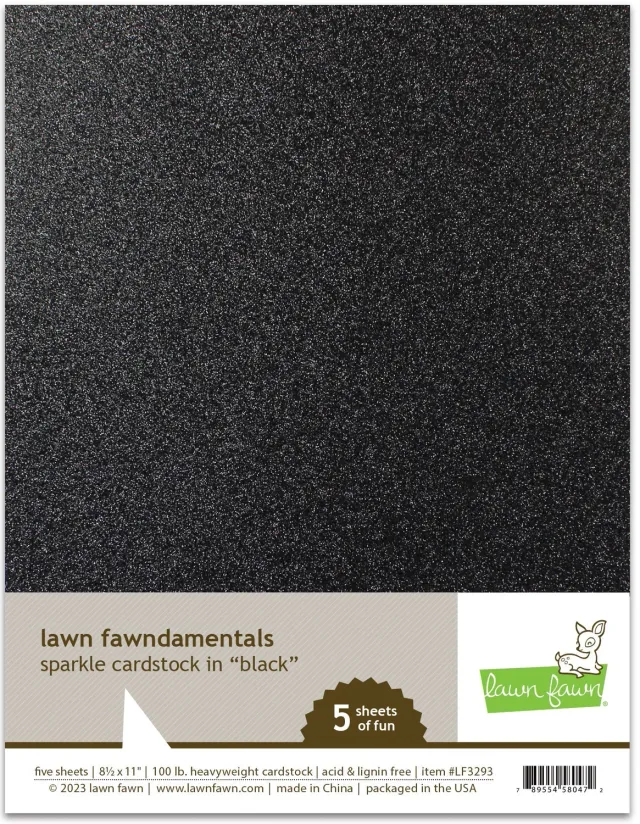 Lawn Fawn Sparkle Cardstock Black Glitzerpapier 5 Blatt