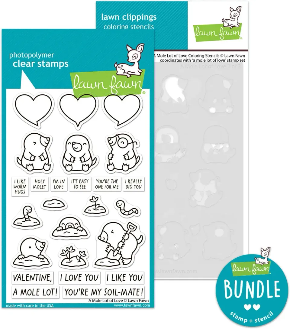Lawn Fawn A Mole Lot of Love Stempel + Schablonen Bundle Valentin