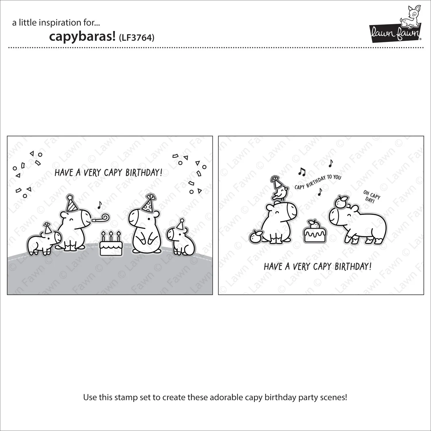 Lawn Fawn Capybaras Stempelset Geburtstag
