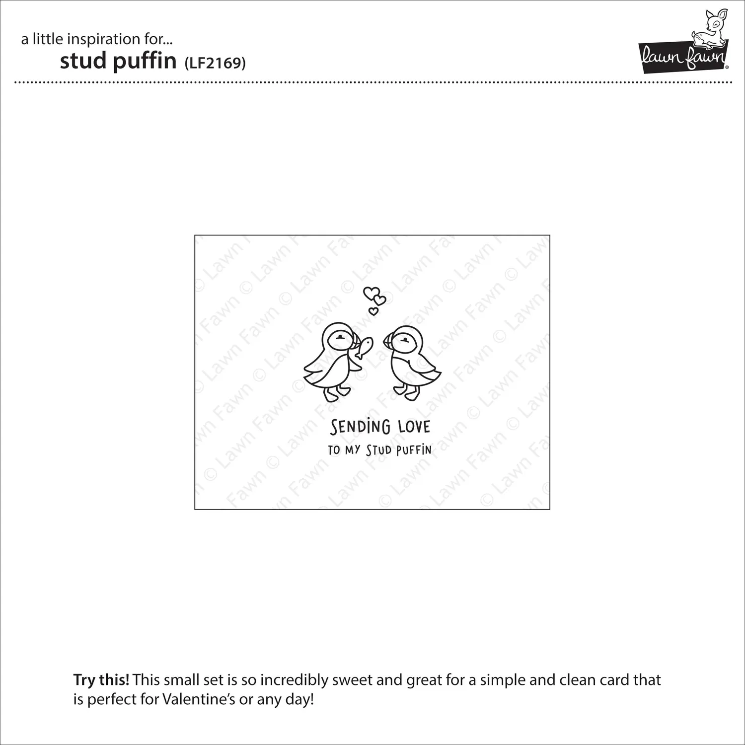 Lawn Fawn Stud Puffin LF2169 Stempelset Valentinstag