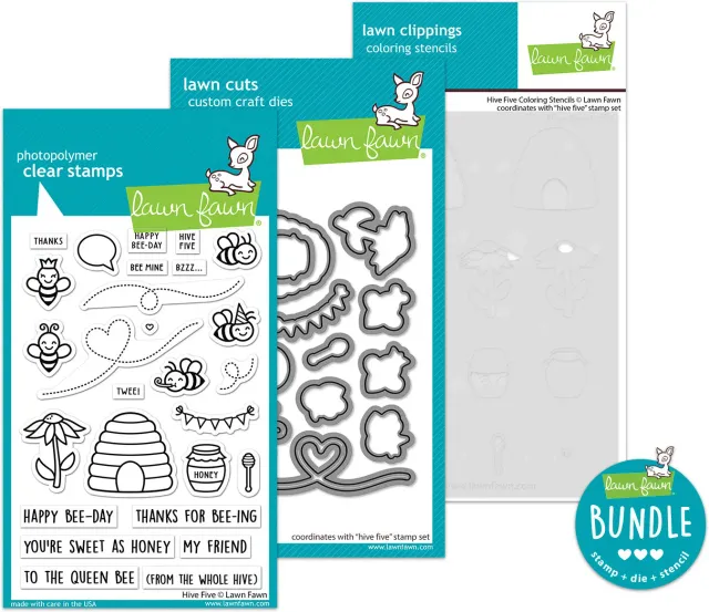 Lawn Fawn Hive Five Bundle Stempel+Stanzen+Stencils Biene
