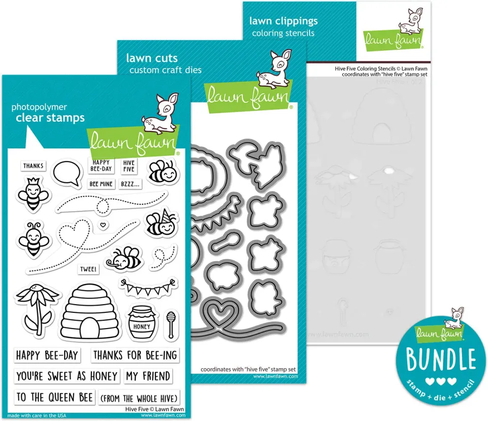 Lawn Fawn Hive Five Bundle Stempel+Stanzen+Stencils Biene