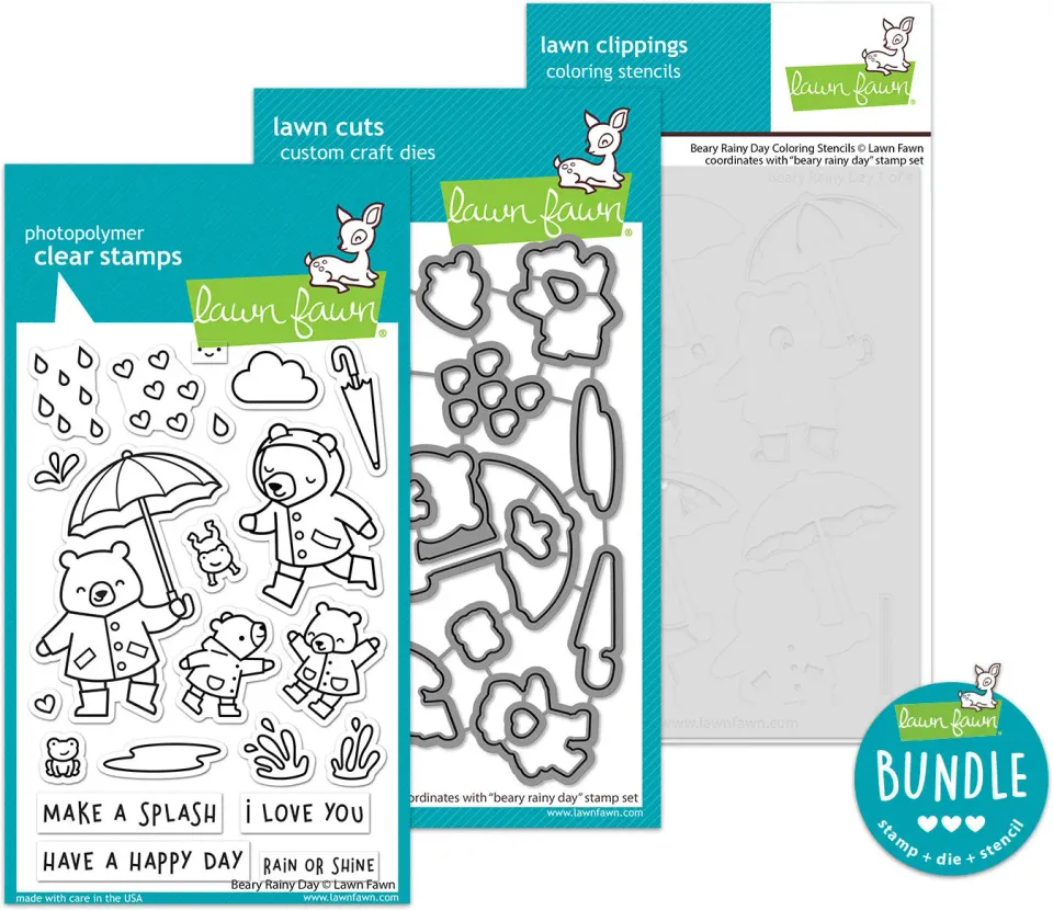 Lawn Fawn Beary Rainy Day Bundle Stempel Stanzen Stencil