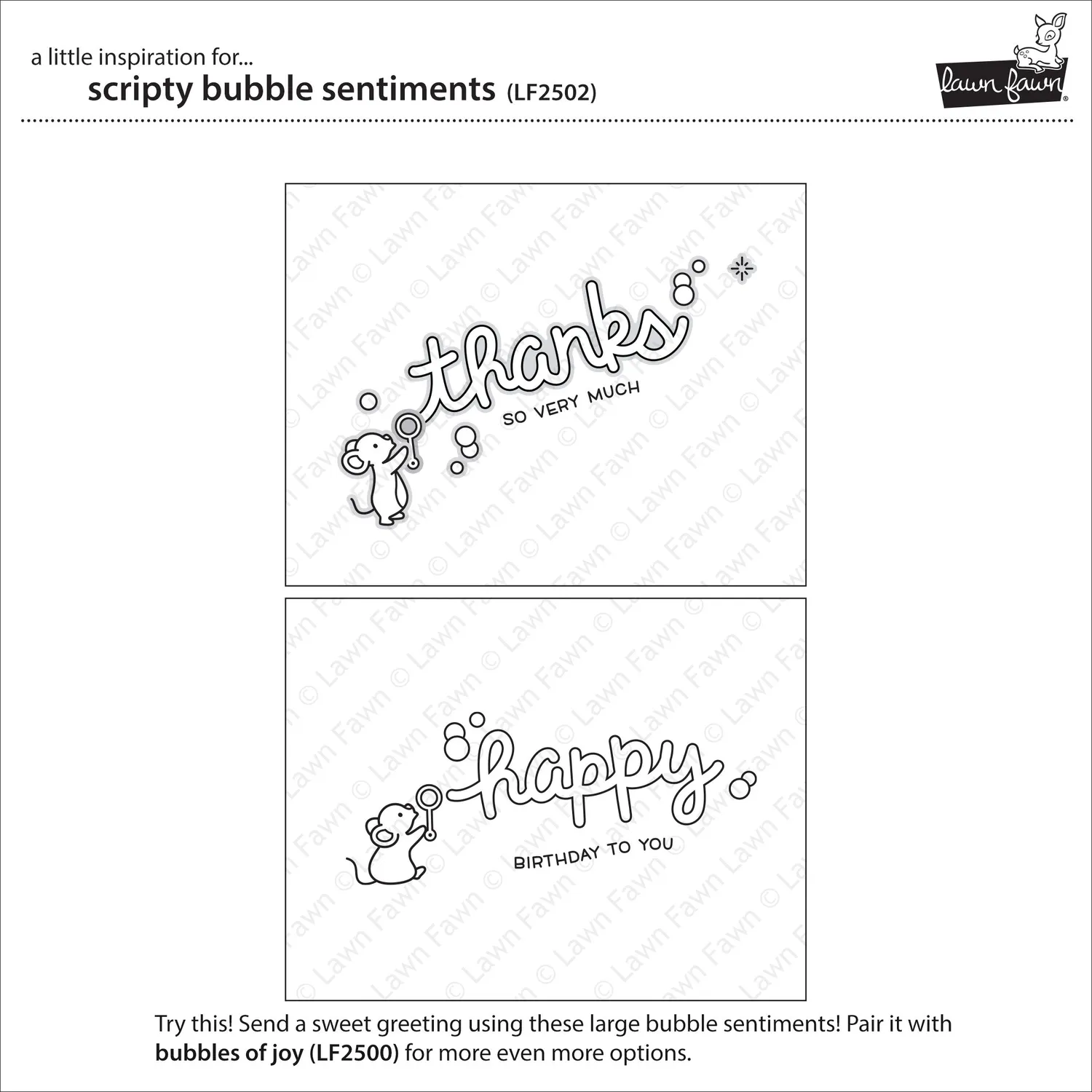 Lawn Fawn Scripty Bubble Sentiments Stempel Mäuse