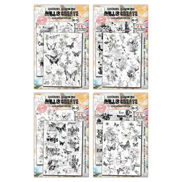 AALL and Create Whispering Botanica Rub-Ons A5 4er Bundle