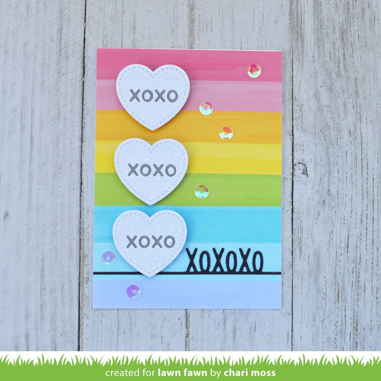 Lawn Fawn Candy Hearts Stanzschablonen Herz genäht