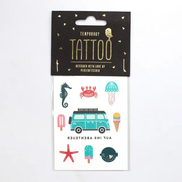 Perlenfischer Bus auf Reisen Tattoo temporär Bulli