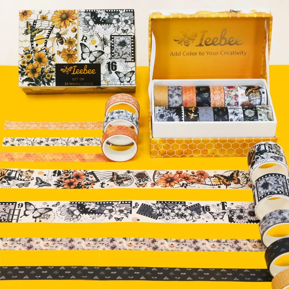 Ieebee Vintage Bee Washitape 14 Rollen Goldfolie Biene