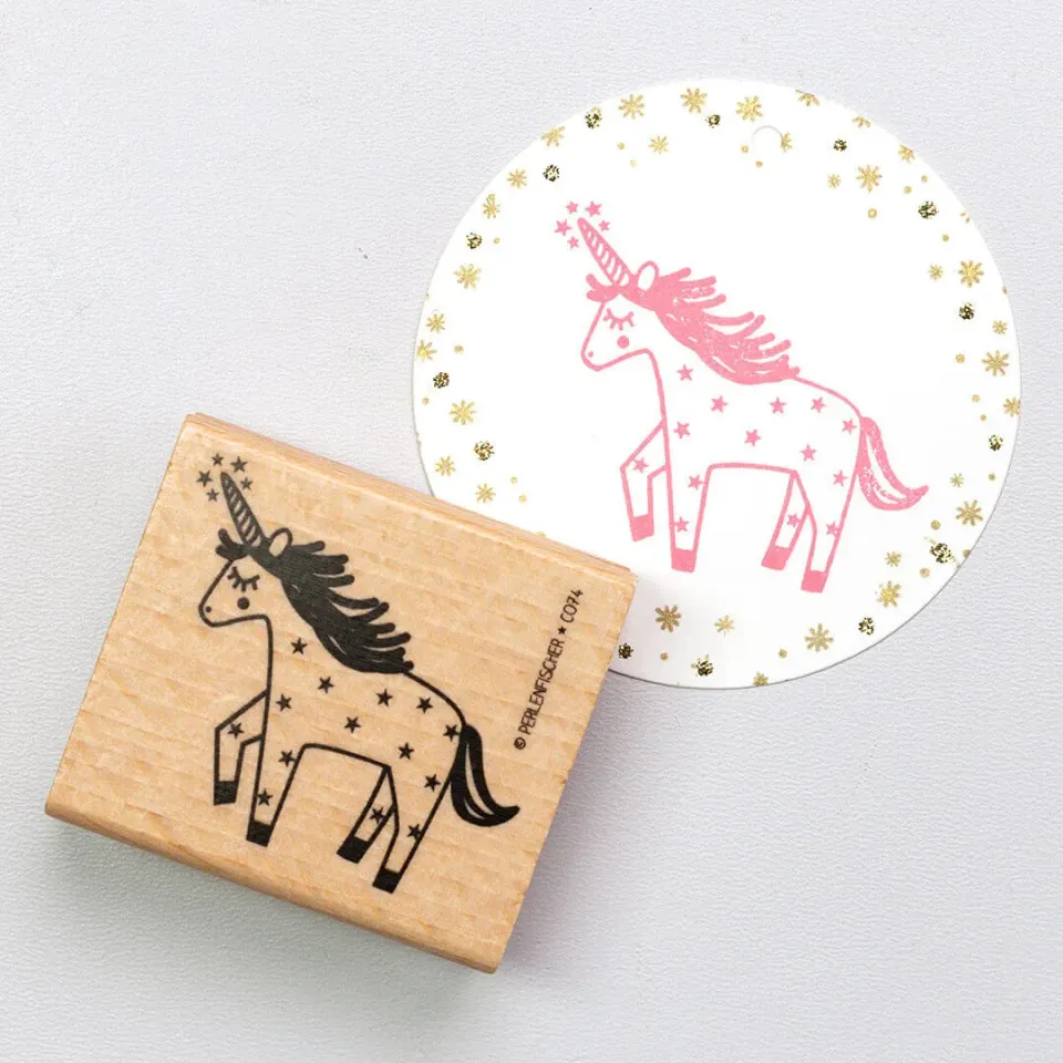 Perlenfischer Einhorn Stempel Kinder 43x51 mm