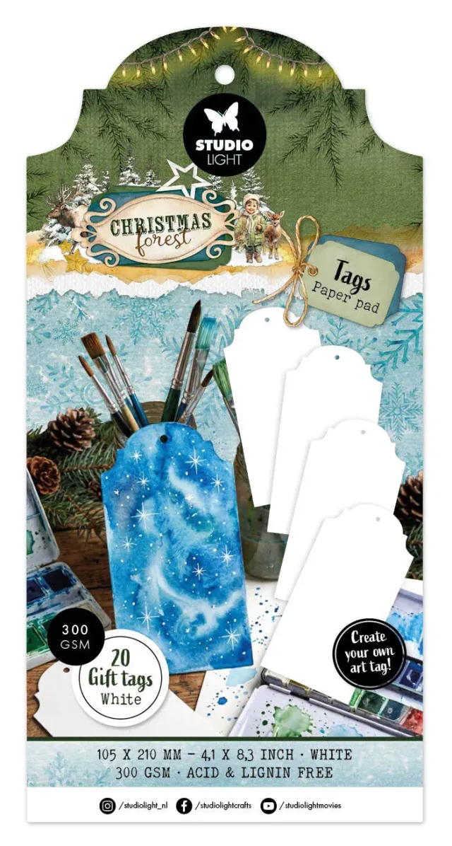 StudioLight Christmas Forest Tag Paper Pad White Tags 20 Blatt
