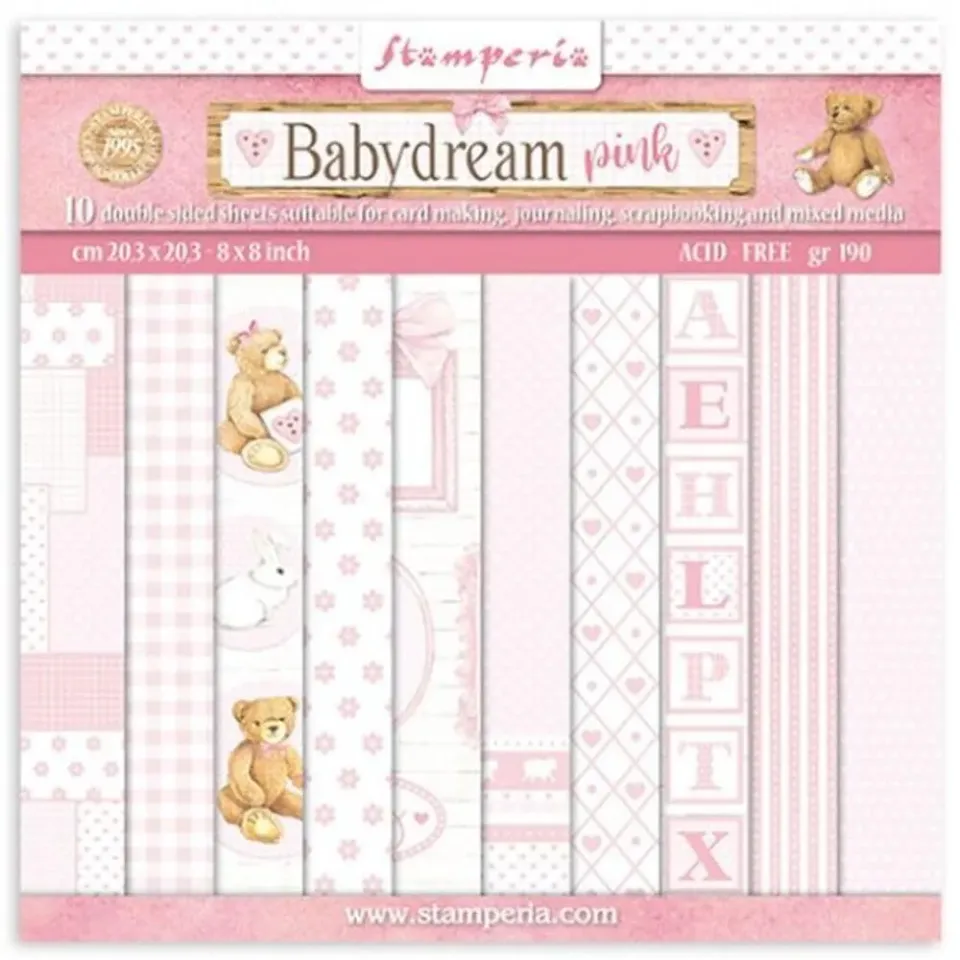 Stamperia BabyDream SBBS58 Scrapbookpapier BabyDream Pink 20,3x20,3