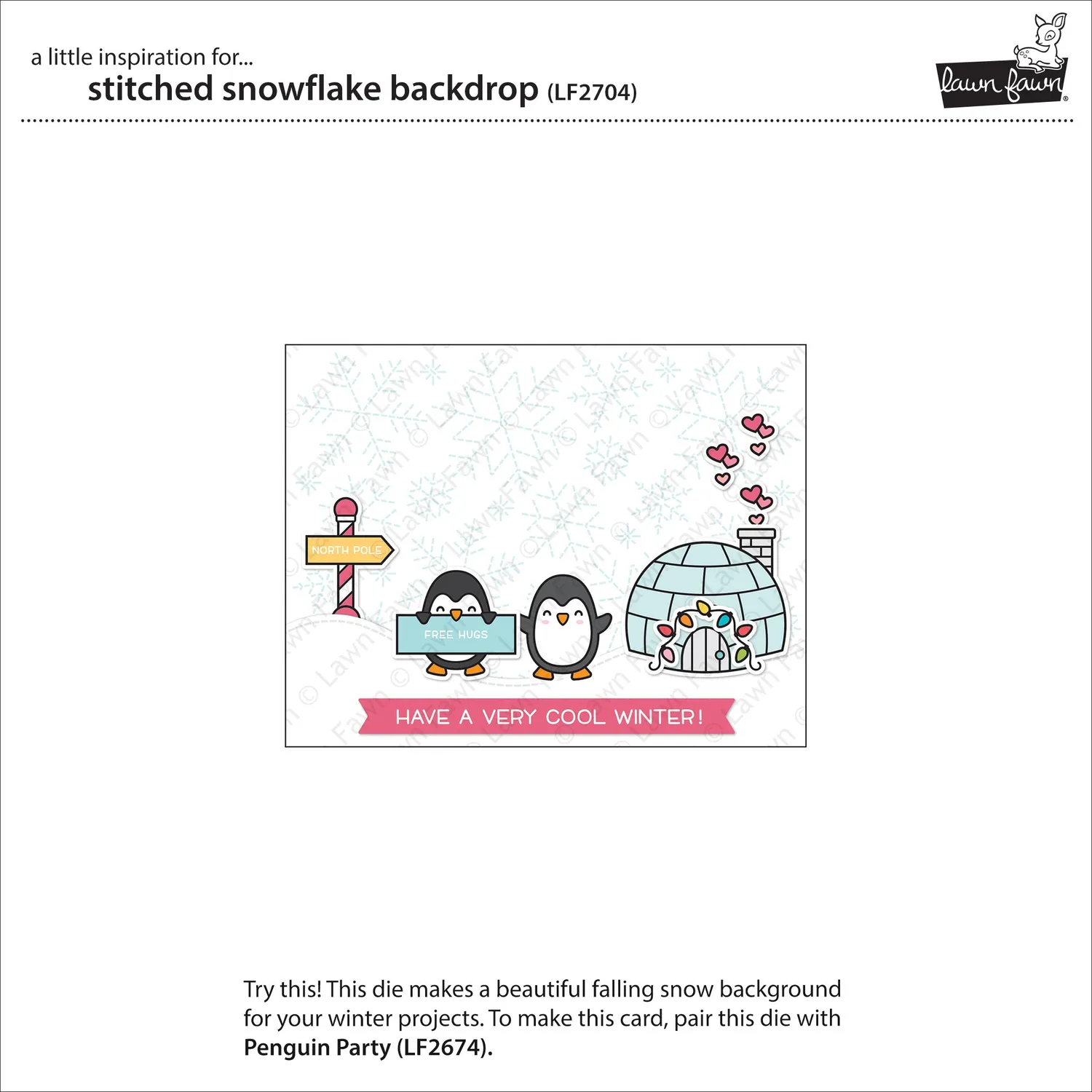 Lawn Fawn Stitched Snowflake Backdrop Stanzen Winter A2