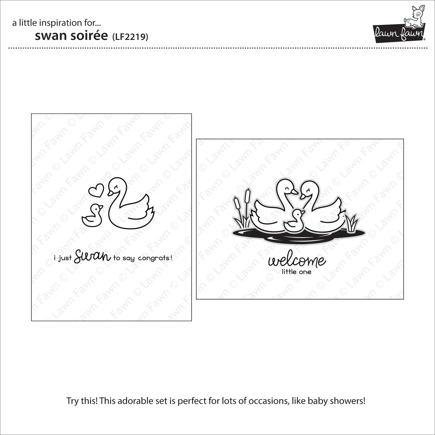 Lawn Fawn Swan Soiree Stempelset Schwan Muttertag