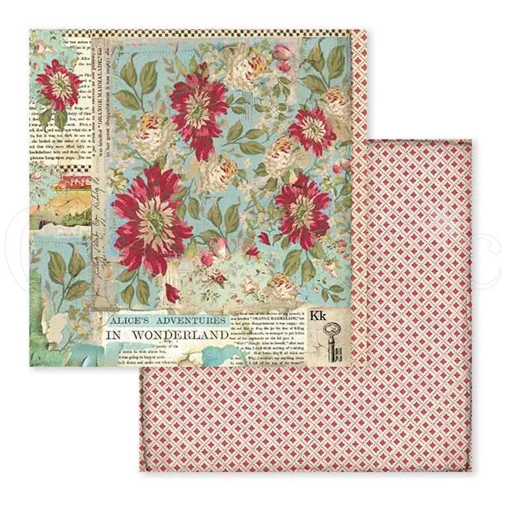 Stamperia Alice SBBL52 Scrapbookpapier 30,5x30,5cm 10 Blatt
