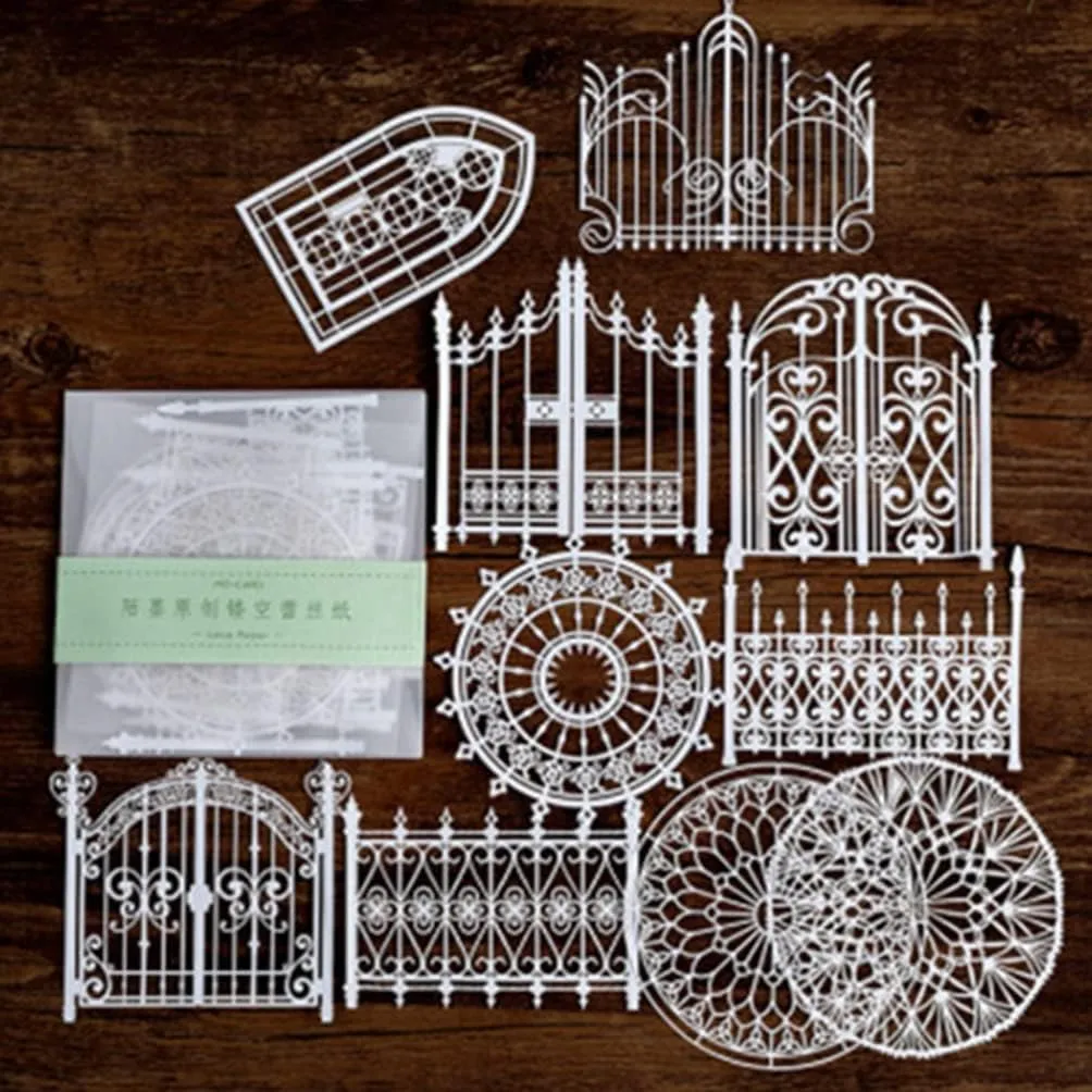 Ieebee Hollow Lace Deko Papier 10 Stück Garden Door