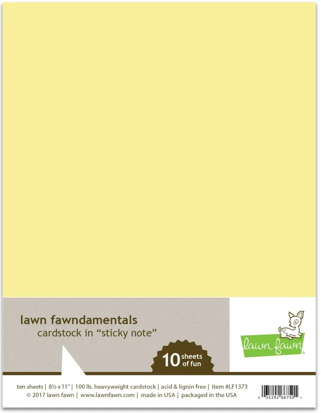 Lawn Fawn Sticky Note Cardstock Tonkarton 10 Blatt Gelb
