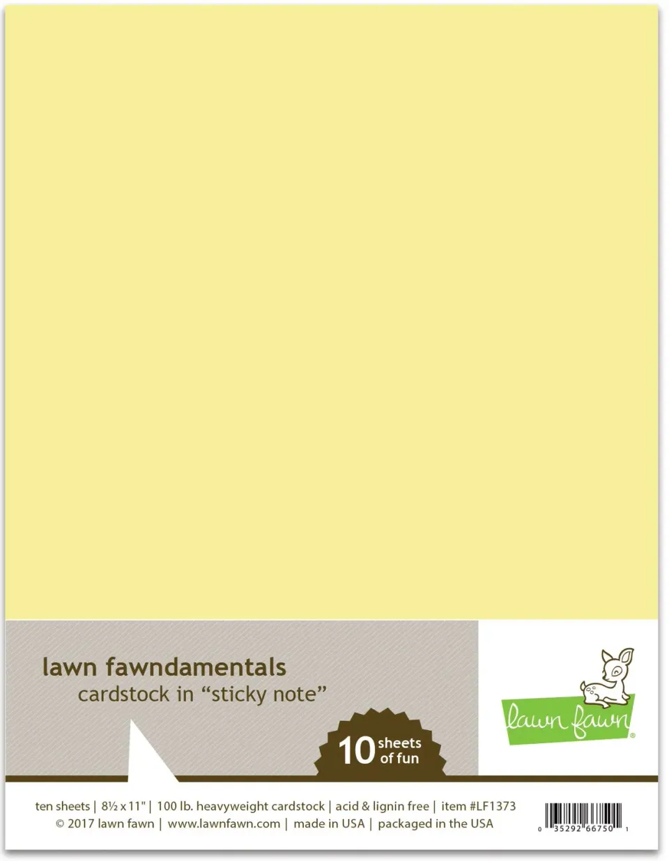 Lawn Fawn Sticky Note Cardstock Tonkarton 10 Blatt Gelb