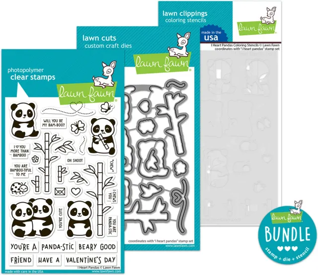 Lawn Fawn I Heart Pandas Stempel Stanz Bundle Panda