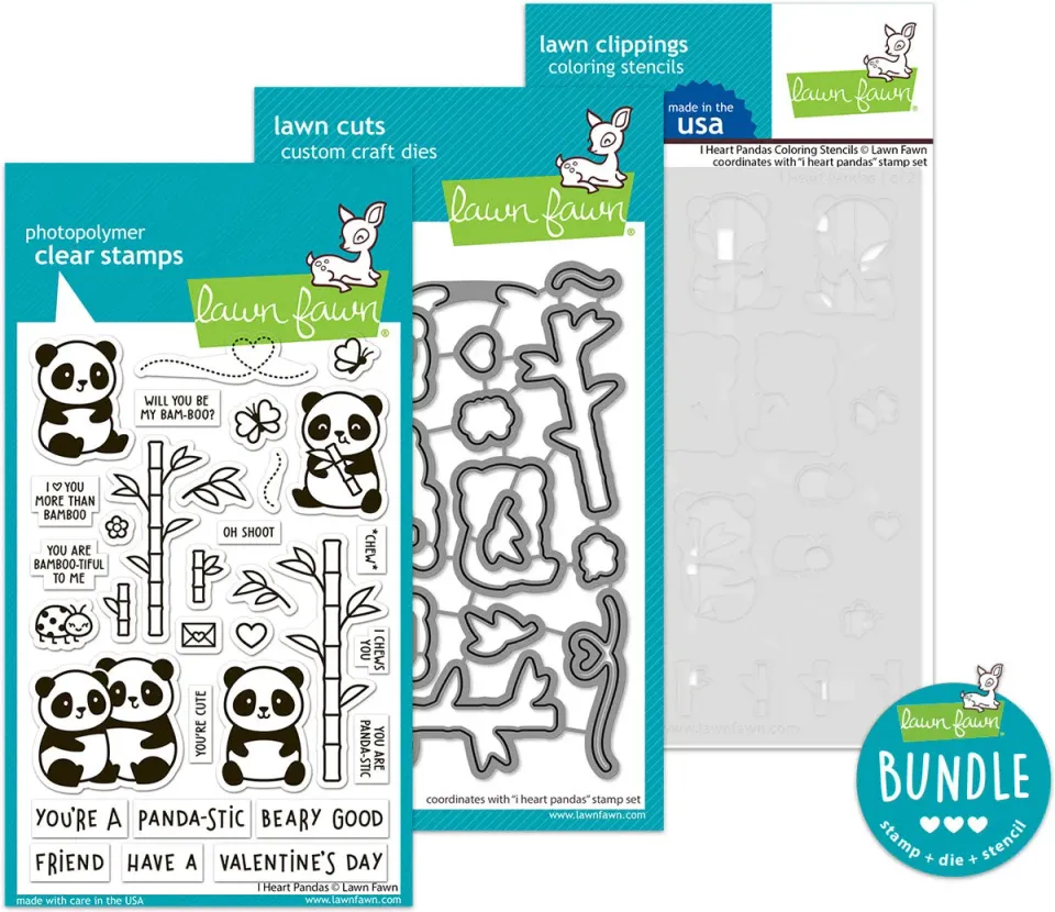 Lawn Fawn I Heart Pandas Stempel Stanz Bundle Panda