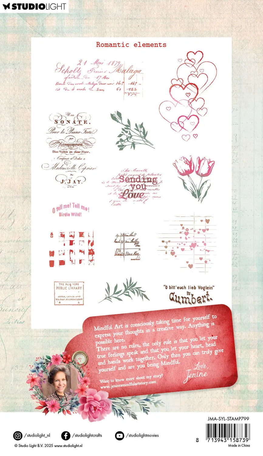 Jenine's Mindful Art Sending You Love Clear Stempel Romantik