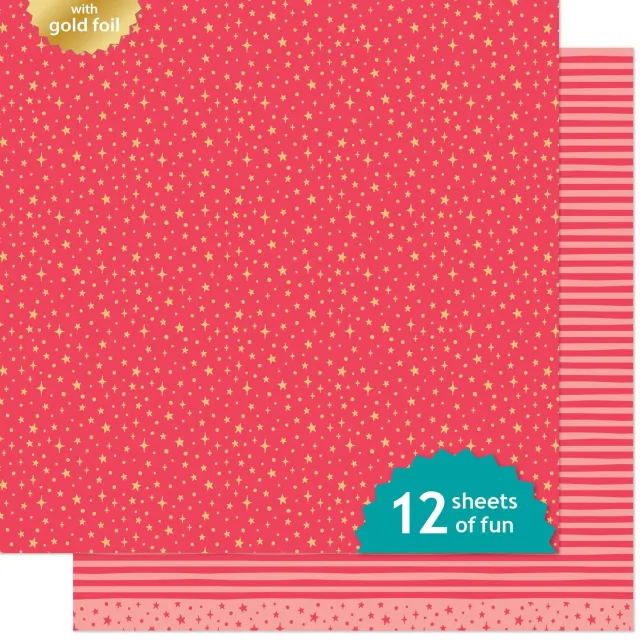 Lawn Fawn Ruby Designpapier 30x30cm Goldfolie rot