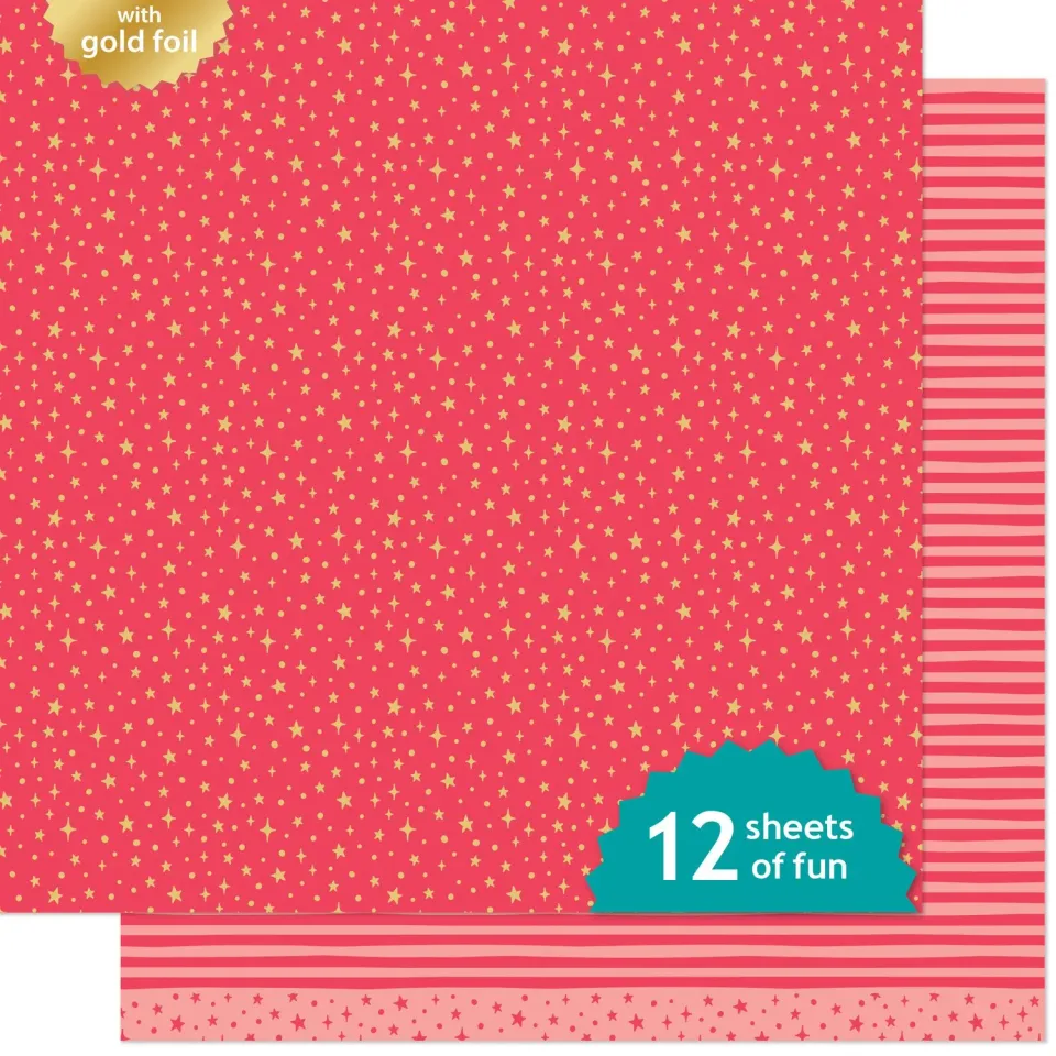 Lawn Fawn Ruby Designpapier 30x30cm Goldfolie rot