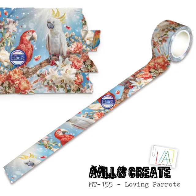 AALL and Create MT-155 Loving Parrots Washi Tape 10 m ablösbar
