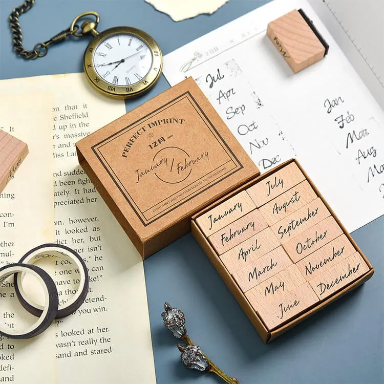 Ieebee Week and Month Stempel Holz 8 Stück Week Daten