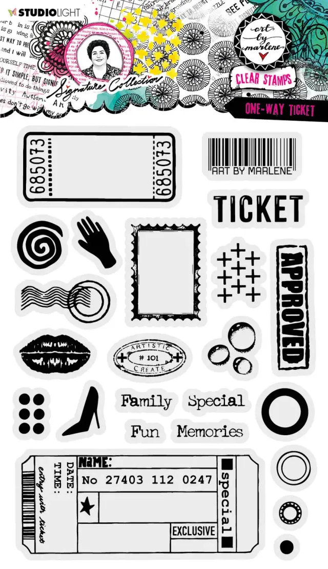 StudioLight Art by Marlene One-way ticket Clear Stamps Reisemotive