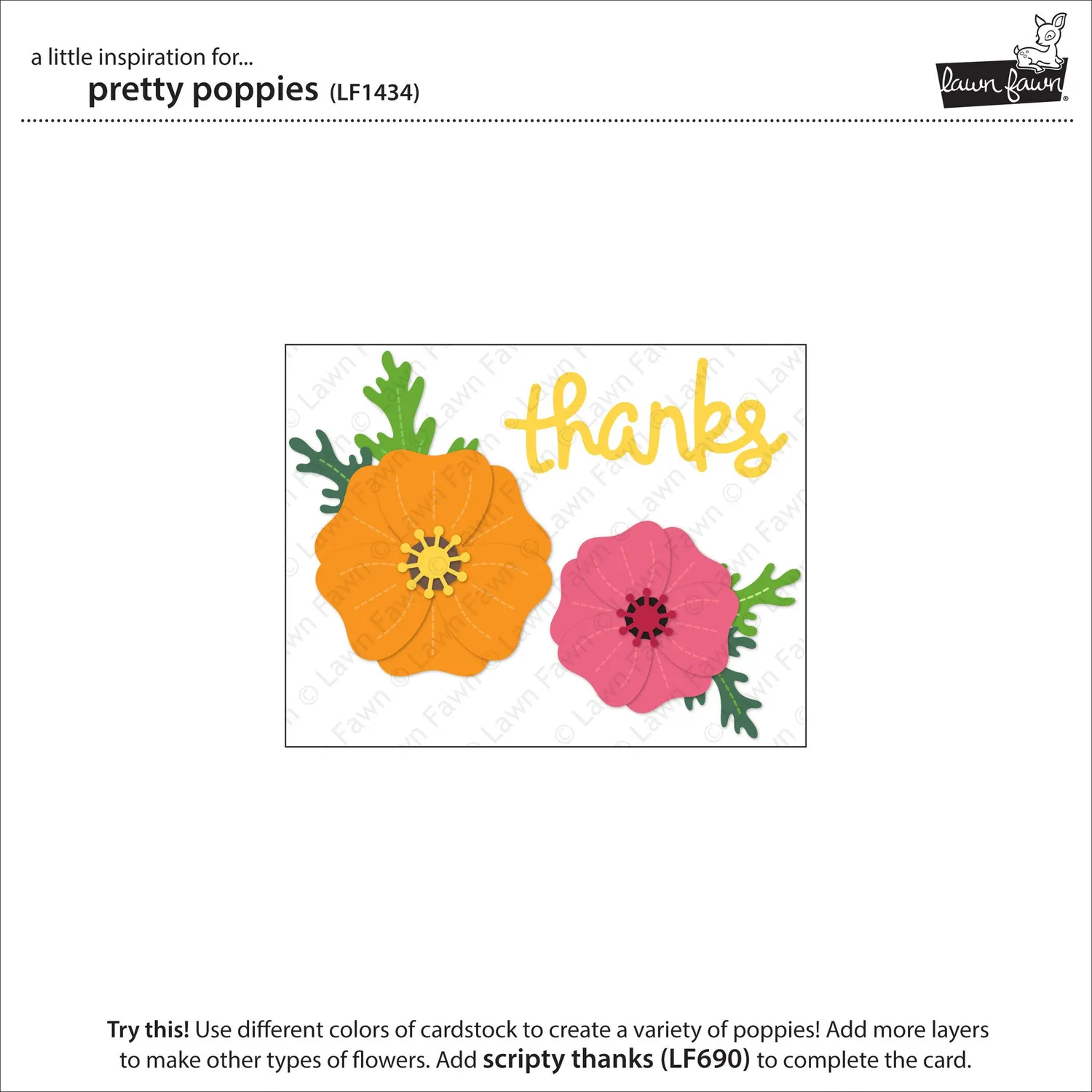 Lawn Fawn Pretty Poppies LF1434 Stanzschablone Blumen