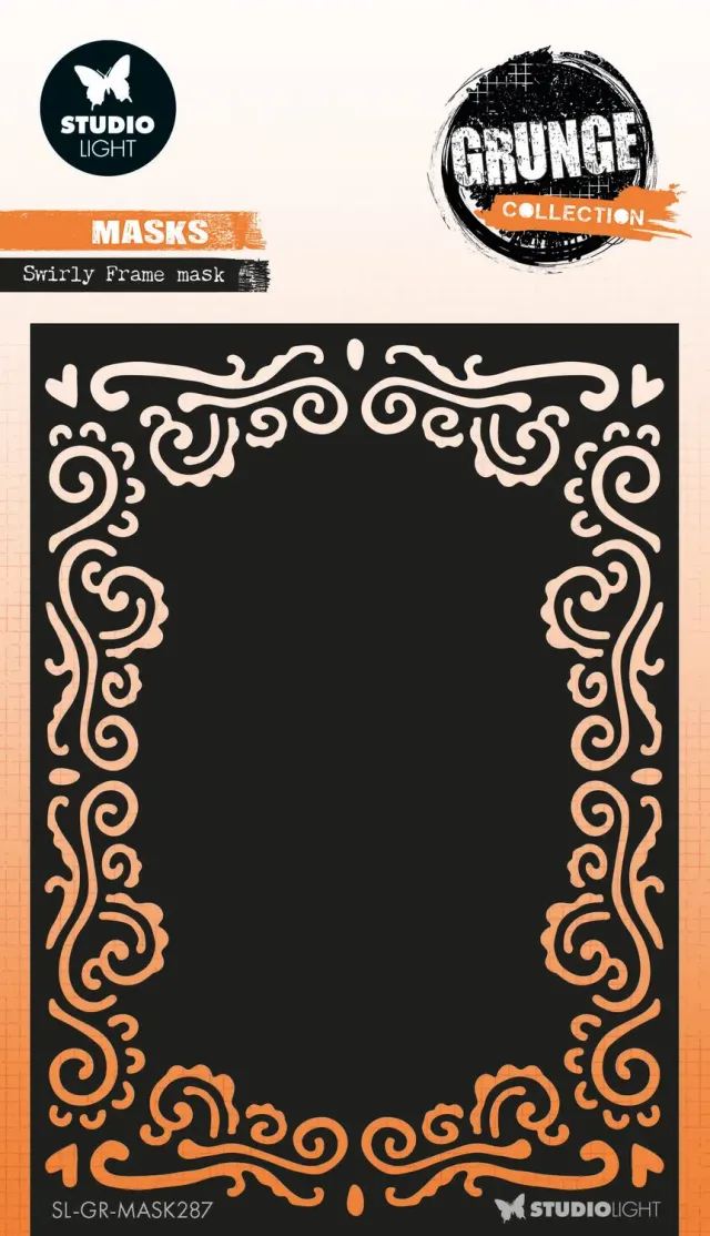 Studio Light Grunge Swirly frame Mask Schablone A6 Rahmen