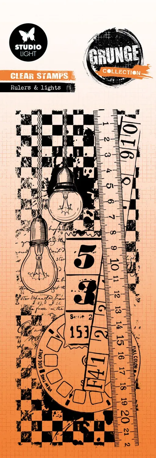 StudioLight Grunge Rulers & lights Clear Stempel 72x193mm