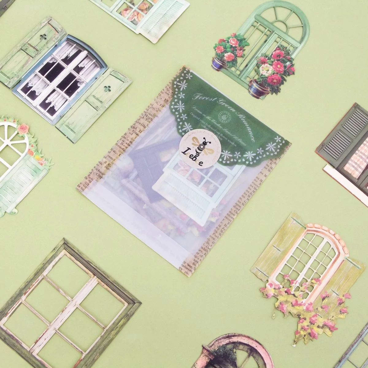 Ieebee Dream Window Aufkleber 10 Stück Green Forest Retro